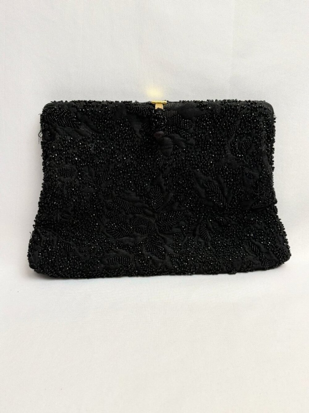 Koret Trรฉsor Black Beaded Evening Clutch โ Vintage Designer Elegant Bag